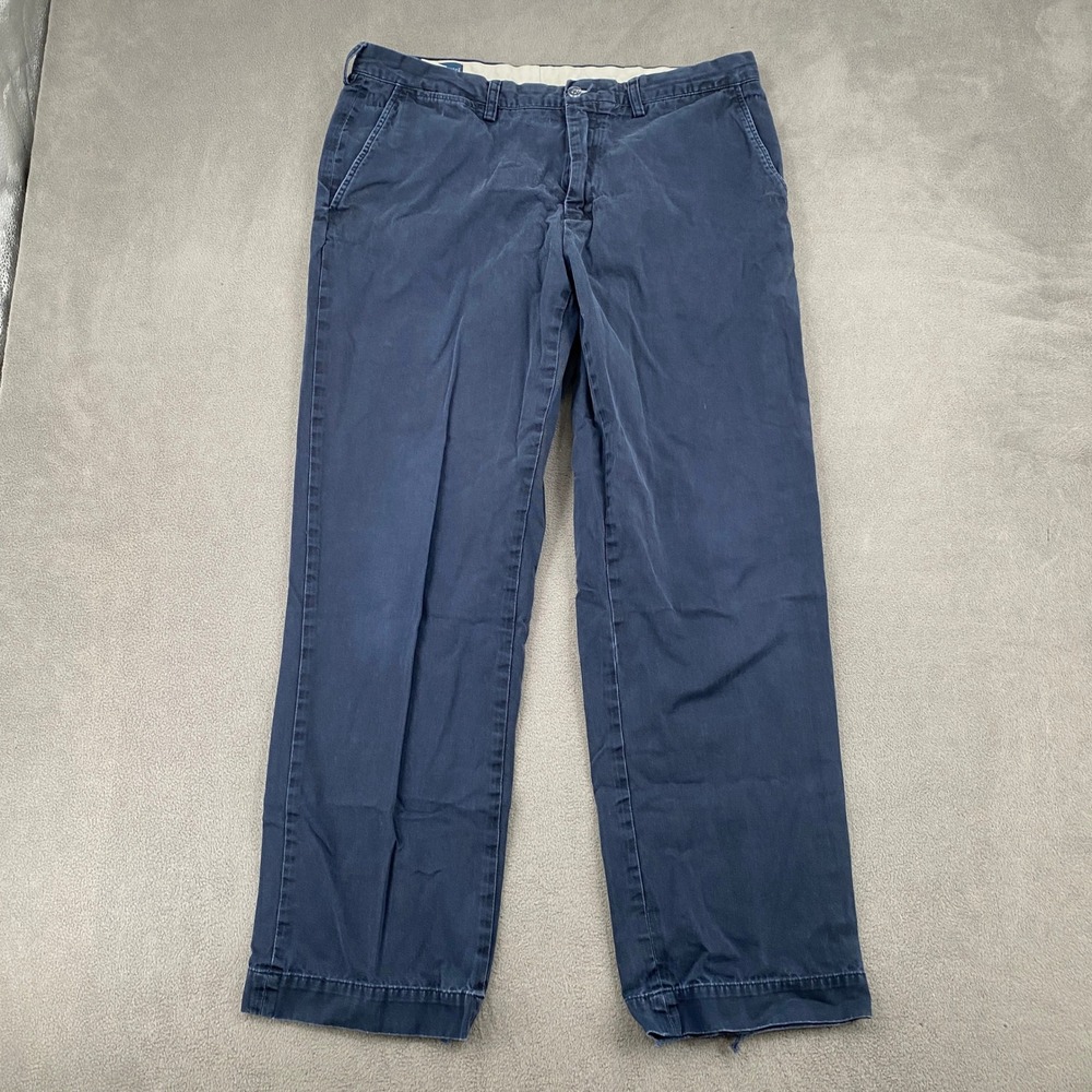 Polo Ralph Lauren Preston Pant Mens 36x32 Navy Blue Cotton Chino Straight Leg
